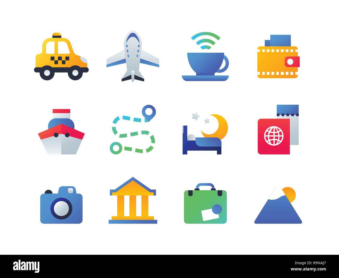 Travel and holiday - set of flat design style icons Stock Vector Image ...