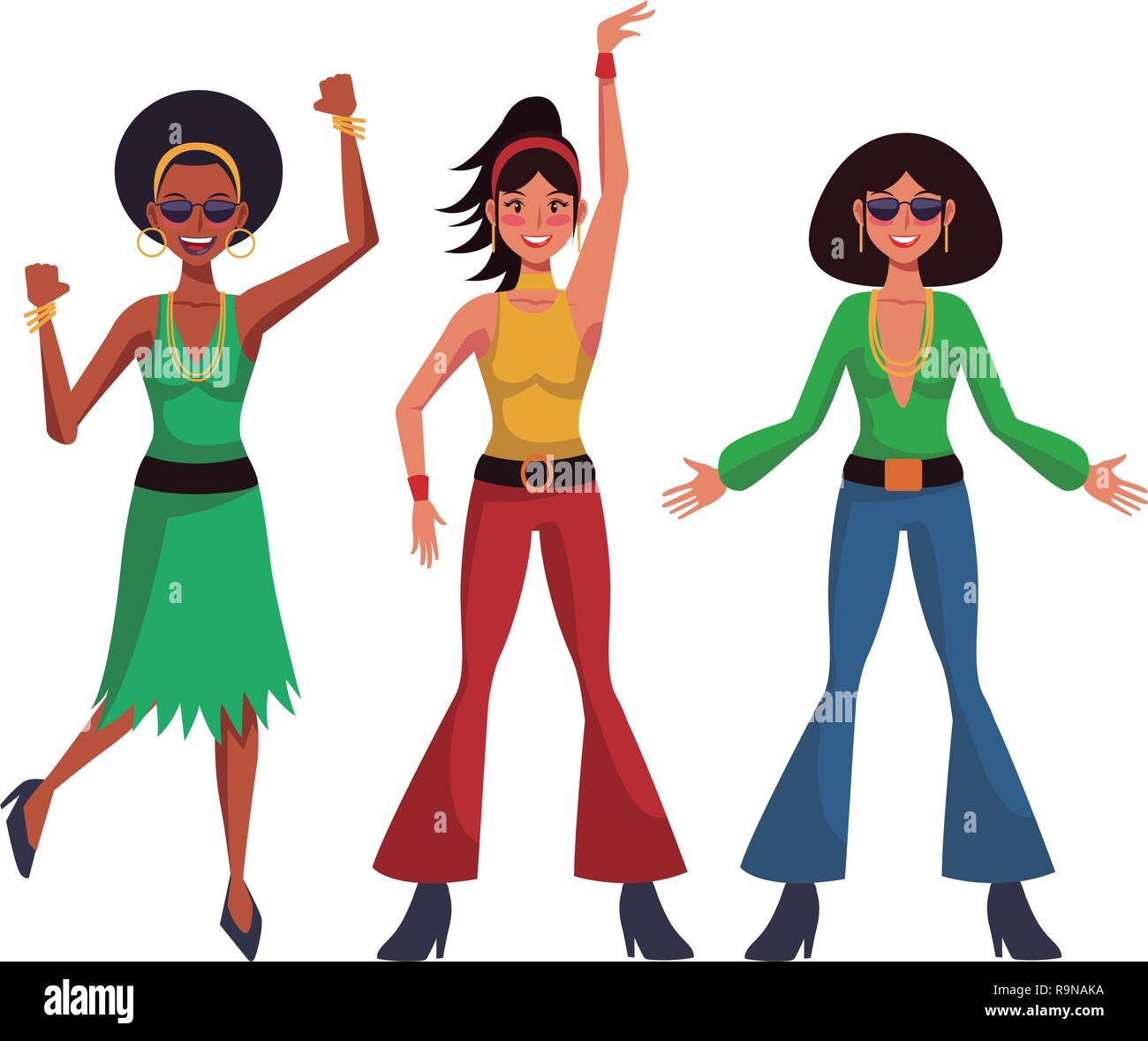 Disco people cartoon Stock Vector