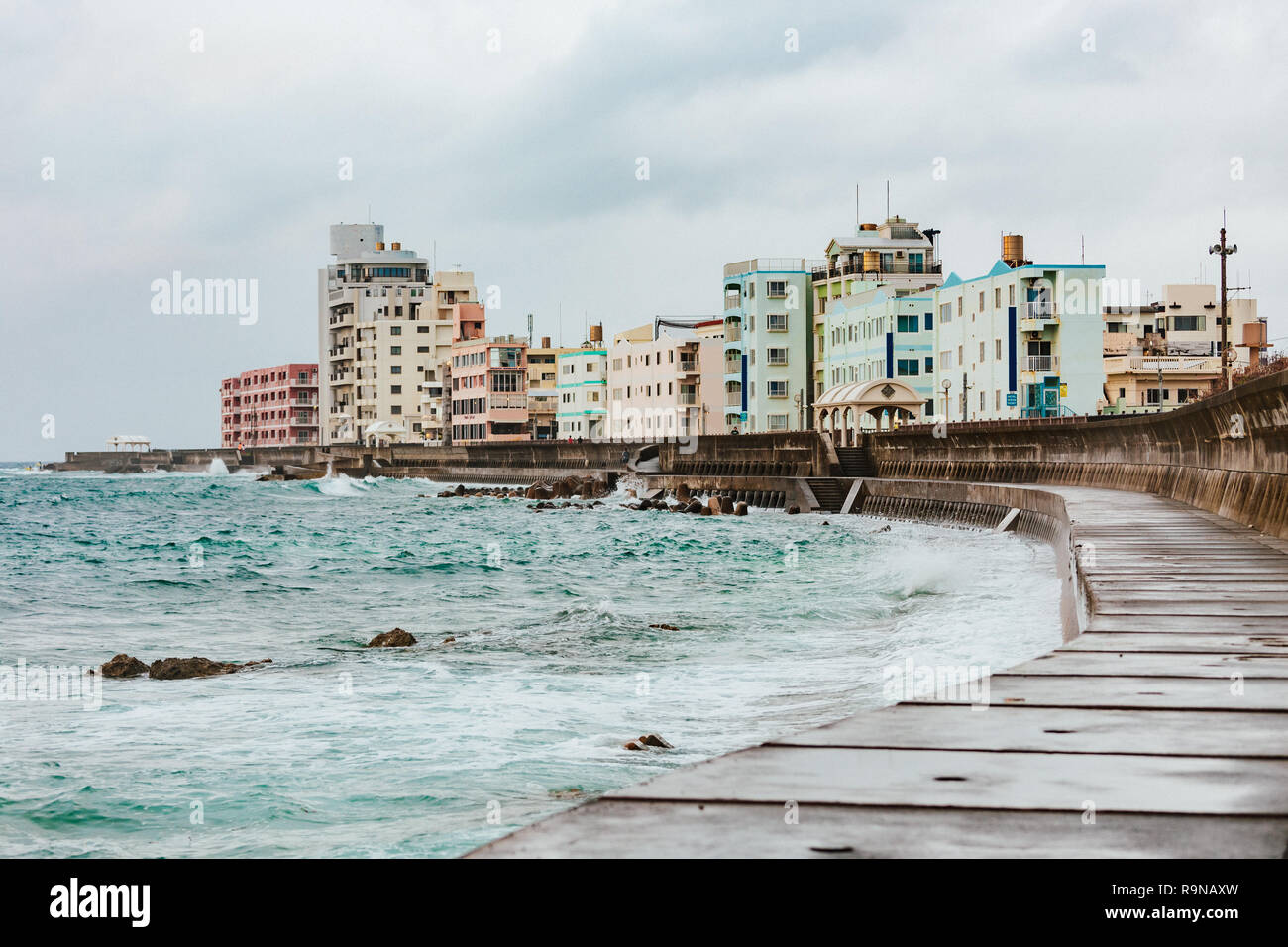 okinawa harbor sea in bad weather Stock Photo