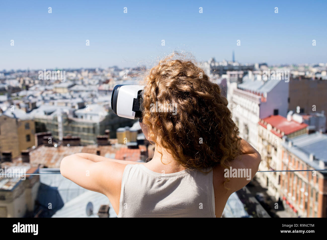 Girl with vr headset Stock Photo