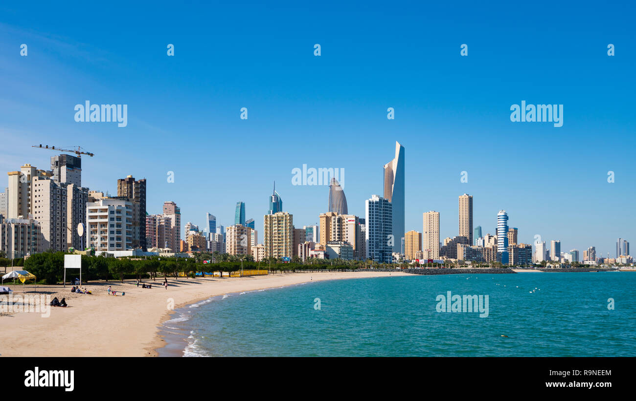 Daytime skyline of downtown Kuwait City in Kuwait, Middle East Stock Photo