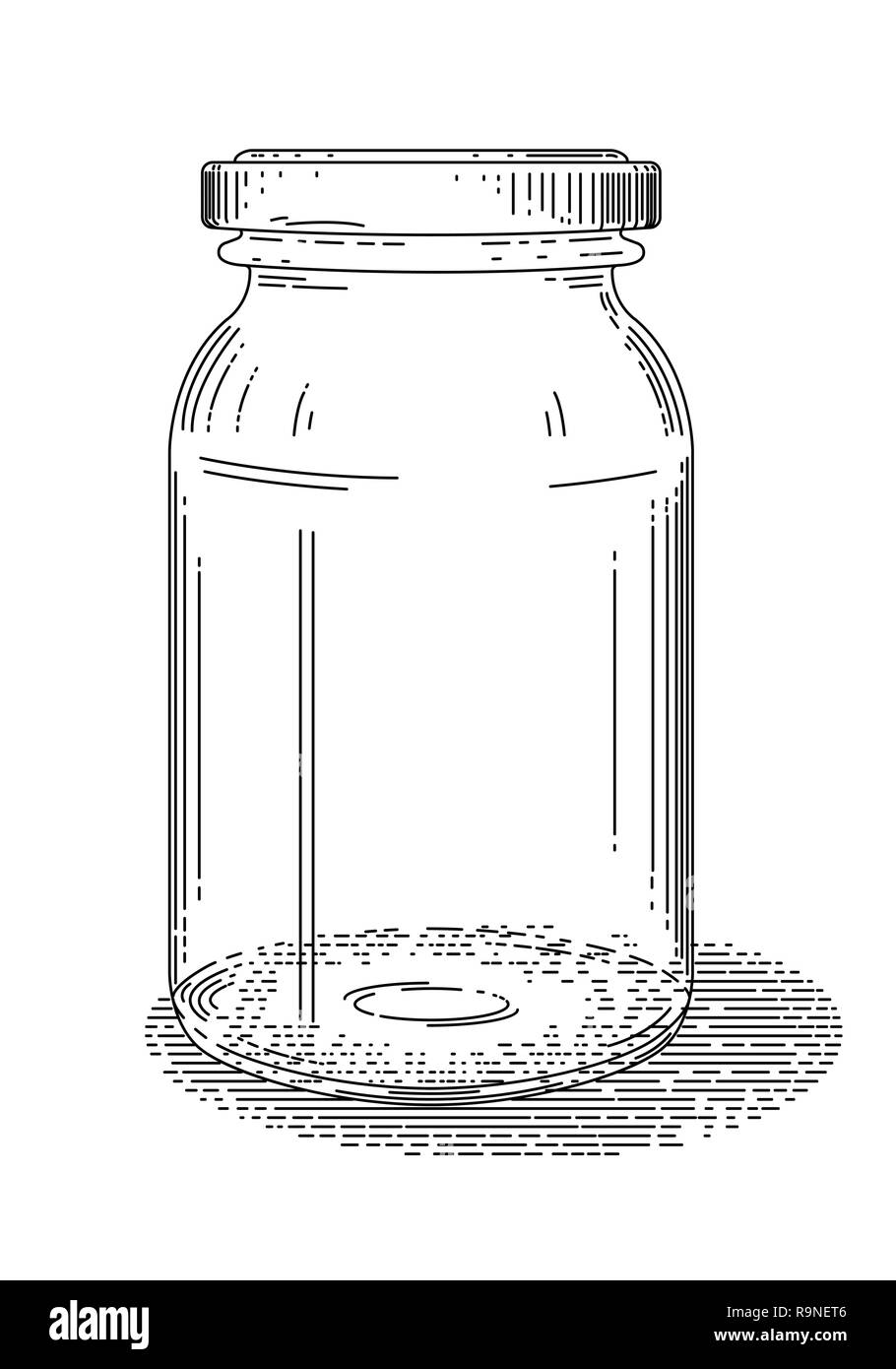 Old style line drawing of glass jar - vintage like illustration on white  background Stock Vector Image & Art - Alamy