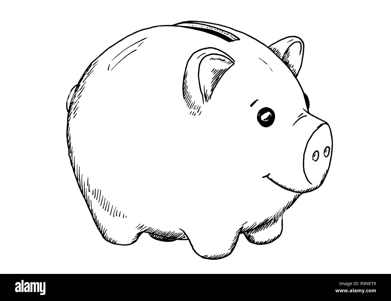 Aggregate More Than 81 Piggy Bank Sketch Latest Seven Edu Vn   Drawing Of Piggy Bank Hand Sketch Of Animal Money Storage Black And White Illustration R9NET9 