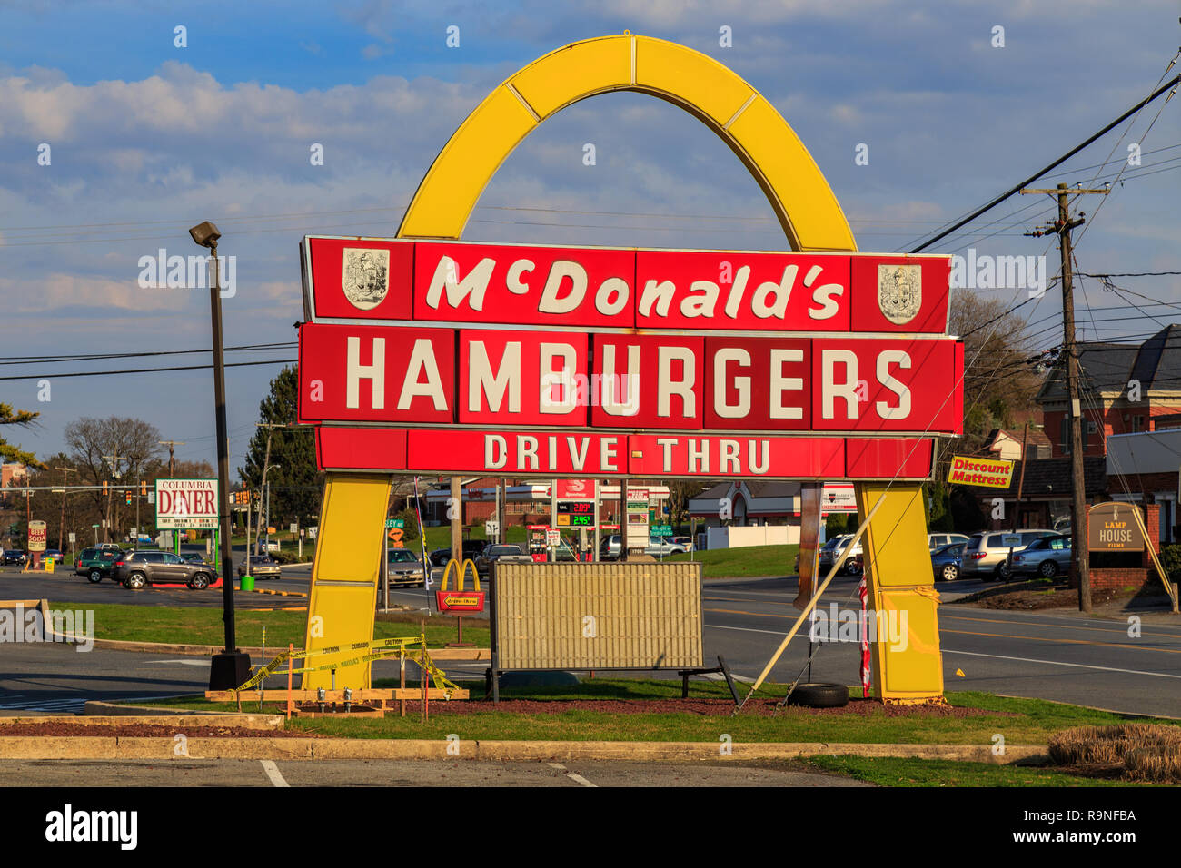 Lancaster, PA, USA March 25, 2016 An early McDonald's sign from the