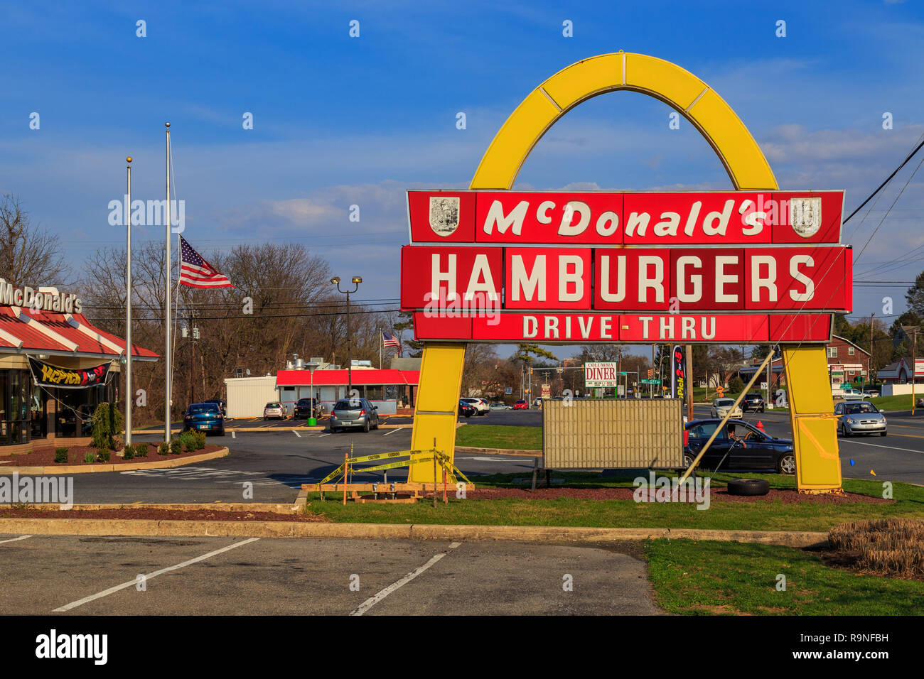 Lancaster, PA, USA - March 25, 2016: An early McDonald's sign from the