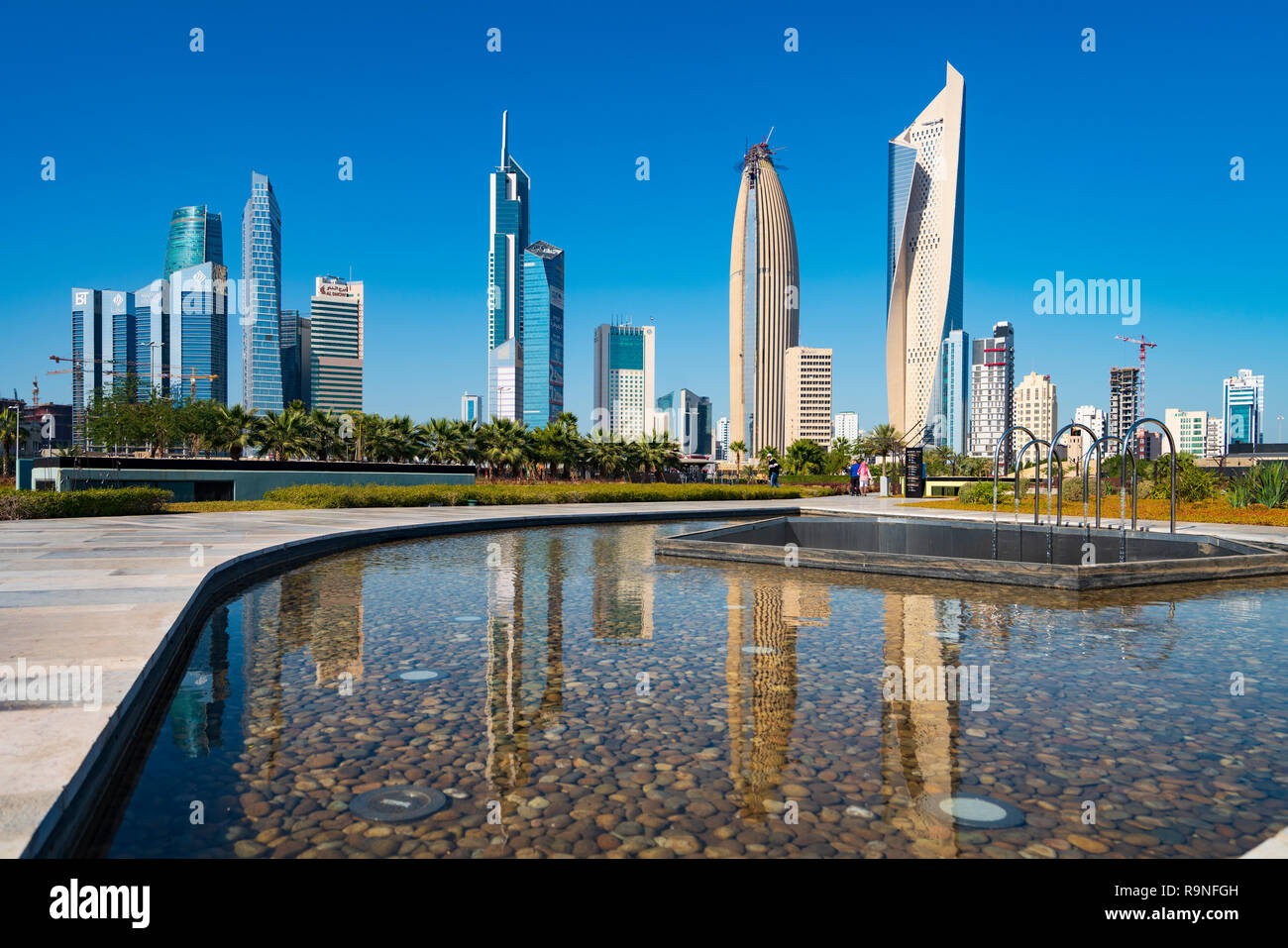 Daytime skyline of downtown Kuwait City from Al Shaheed Park in Kuwait