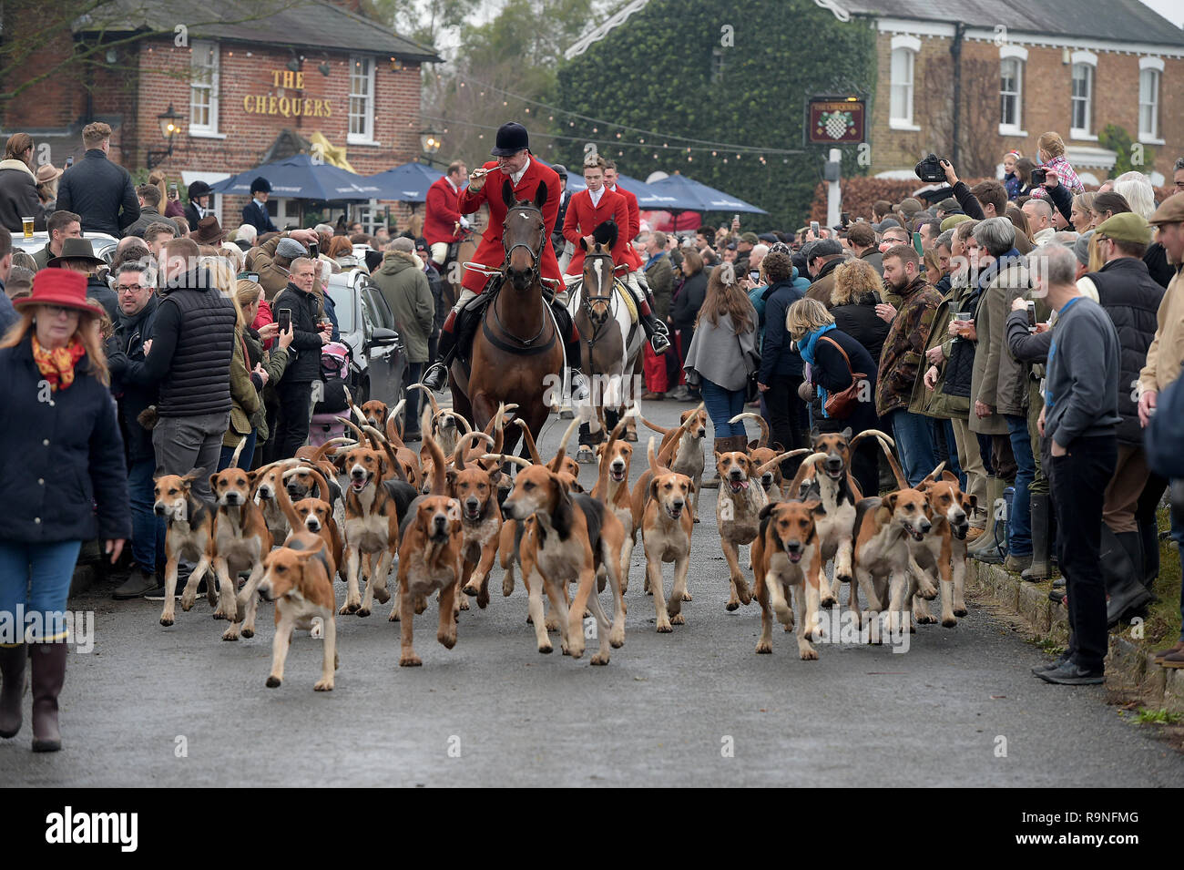 Hundreds of people attend the Essex Hunt meeting at Matching Green