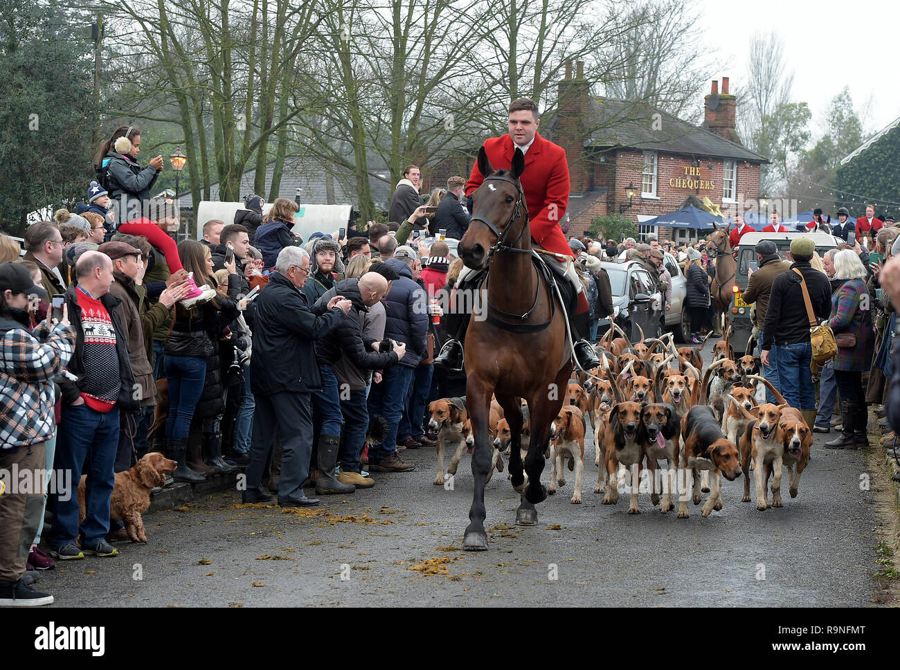 Hundreds of people attend the Essex Hunt meeting at Matching Green