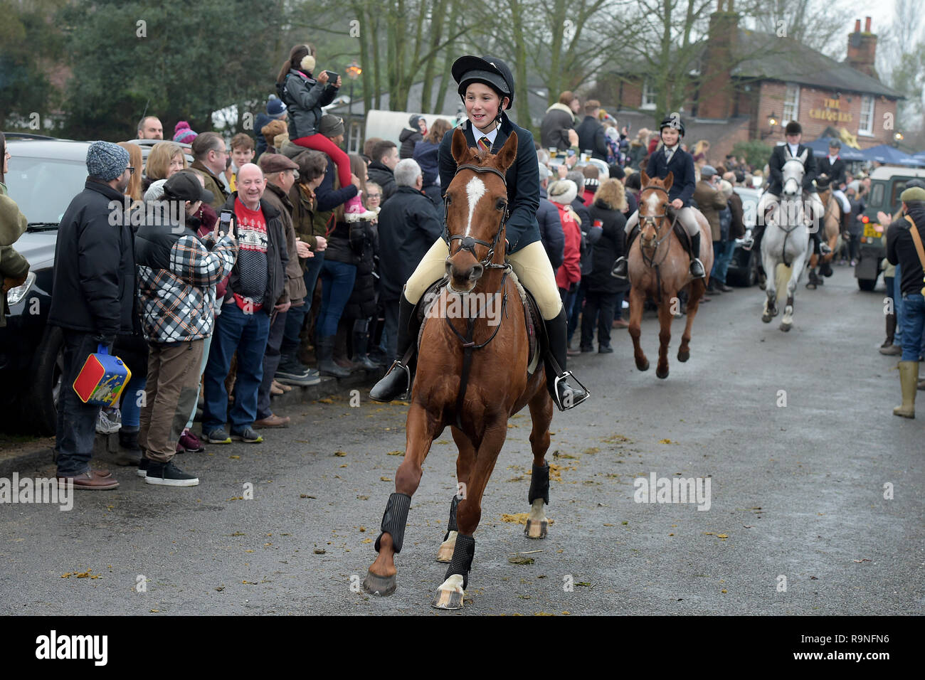 Hundreds of people attend the Essex Hunt meeting at Matching Green
