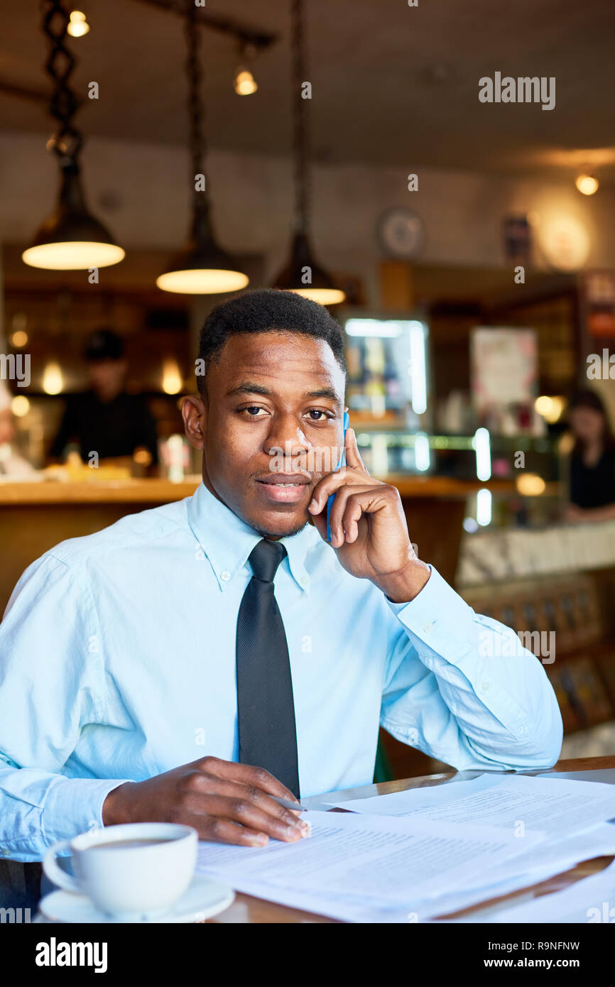 Speaking to client Stock Photo