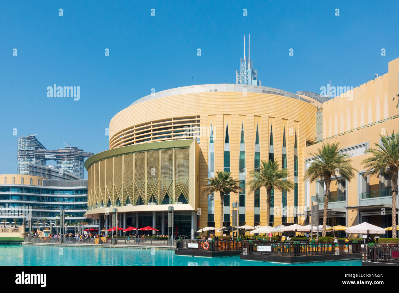 Daytime view of Dubai Mall exterior in Downtown Dubai, United Arab Emirates, UAE Stock Photo