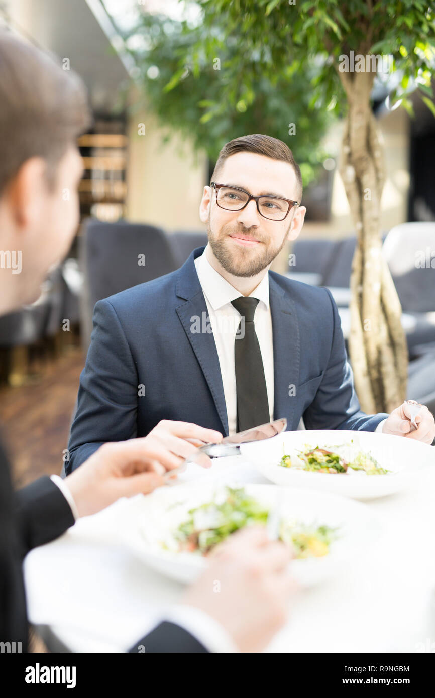 Having lunch in restaurant Stock Photo