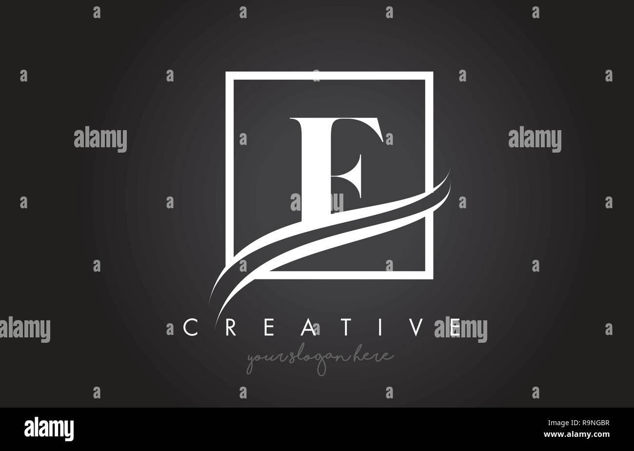 F Letter Icon Logo Design with Square Swoosh Border and Creative Design ...