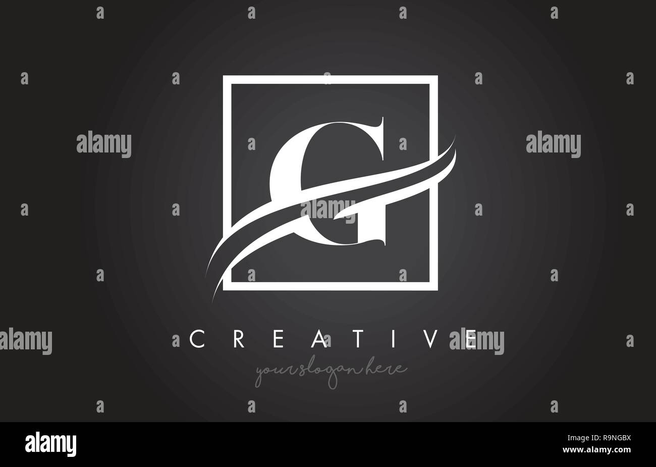 G Letter Icon Logo Design with Square Swoosh Border and Creative Design ...