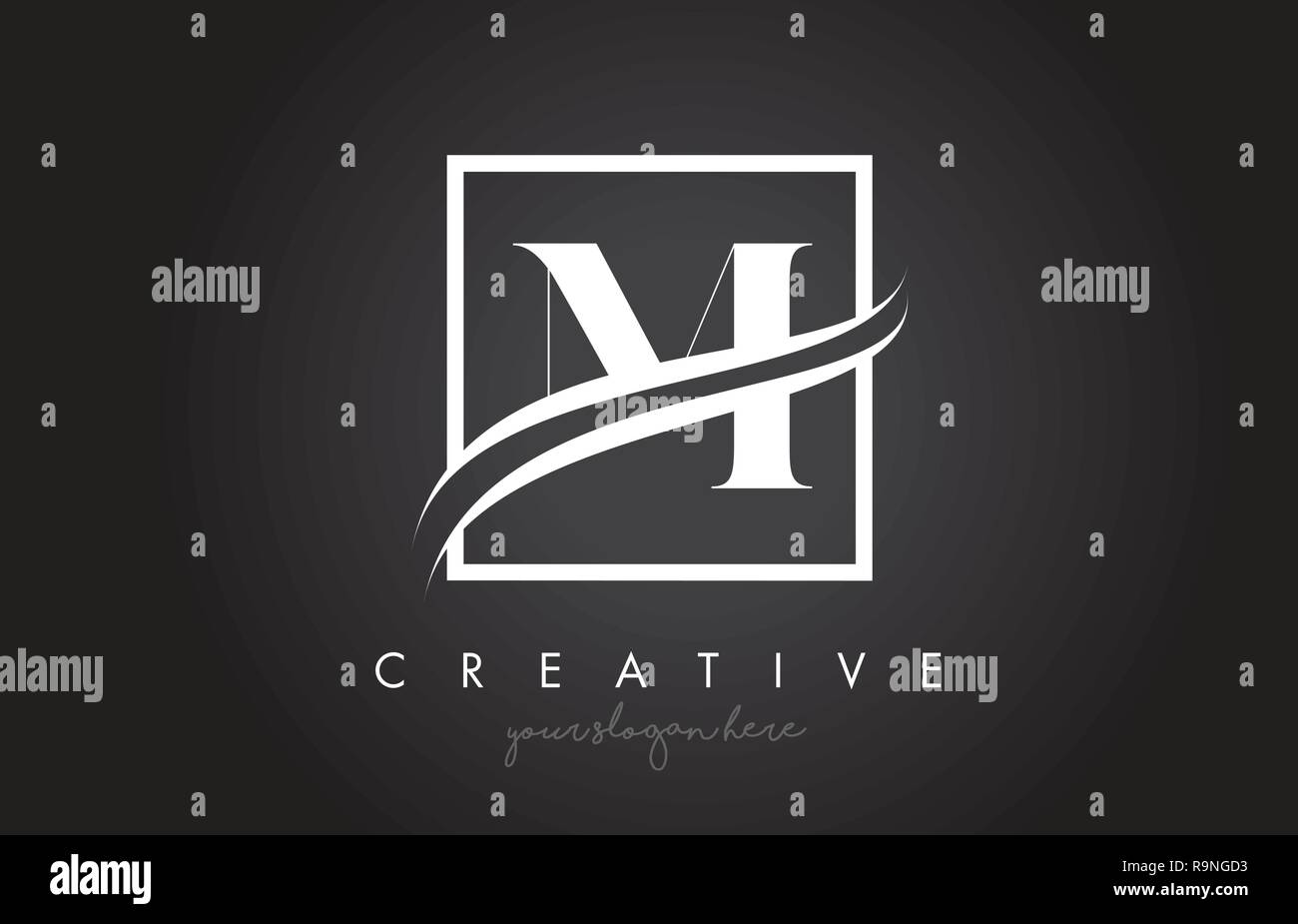 M Letter Icon Logo Design with Square Swoosh Border and Creative Design ...