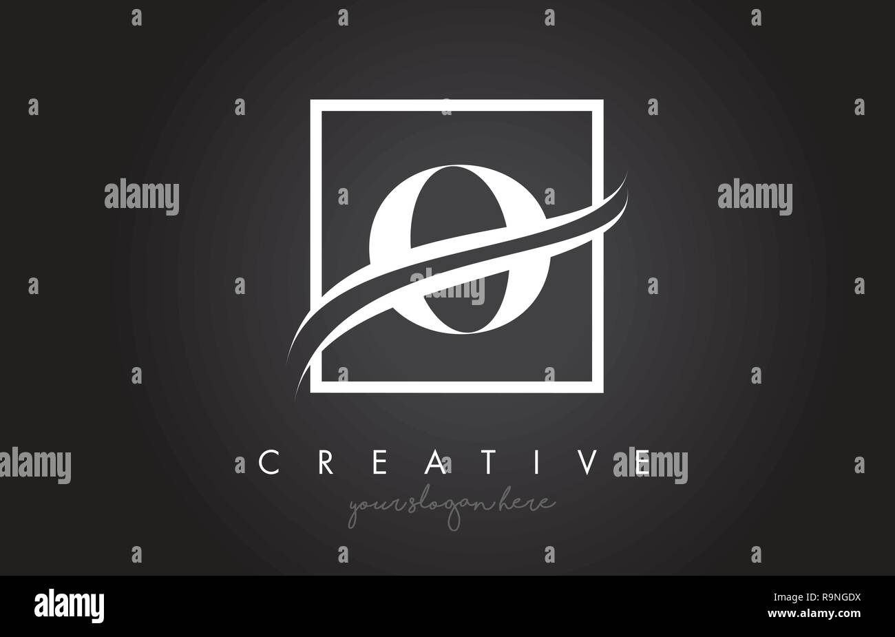 O Letter Icon Logo Design with Square Swoosh Border and Creative Design ...