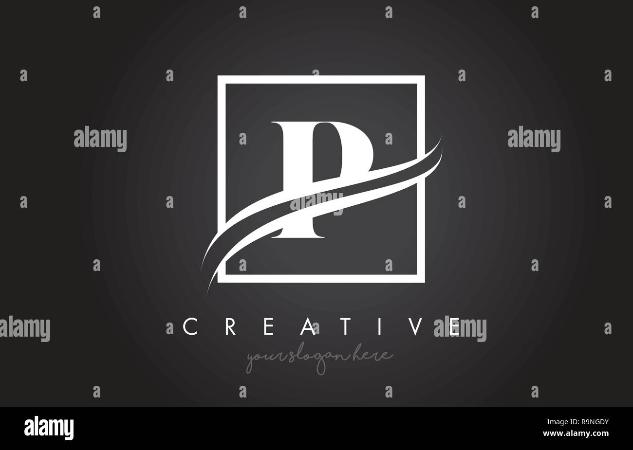P Letter Icon Logo Design with Square Swoosh Border and Creative Design ...