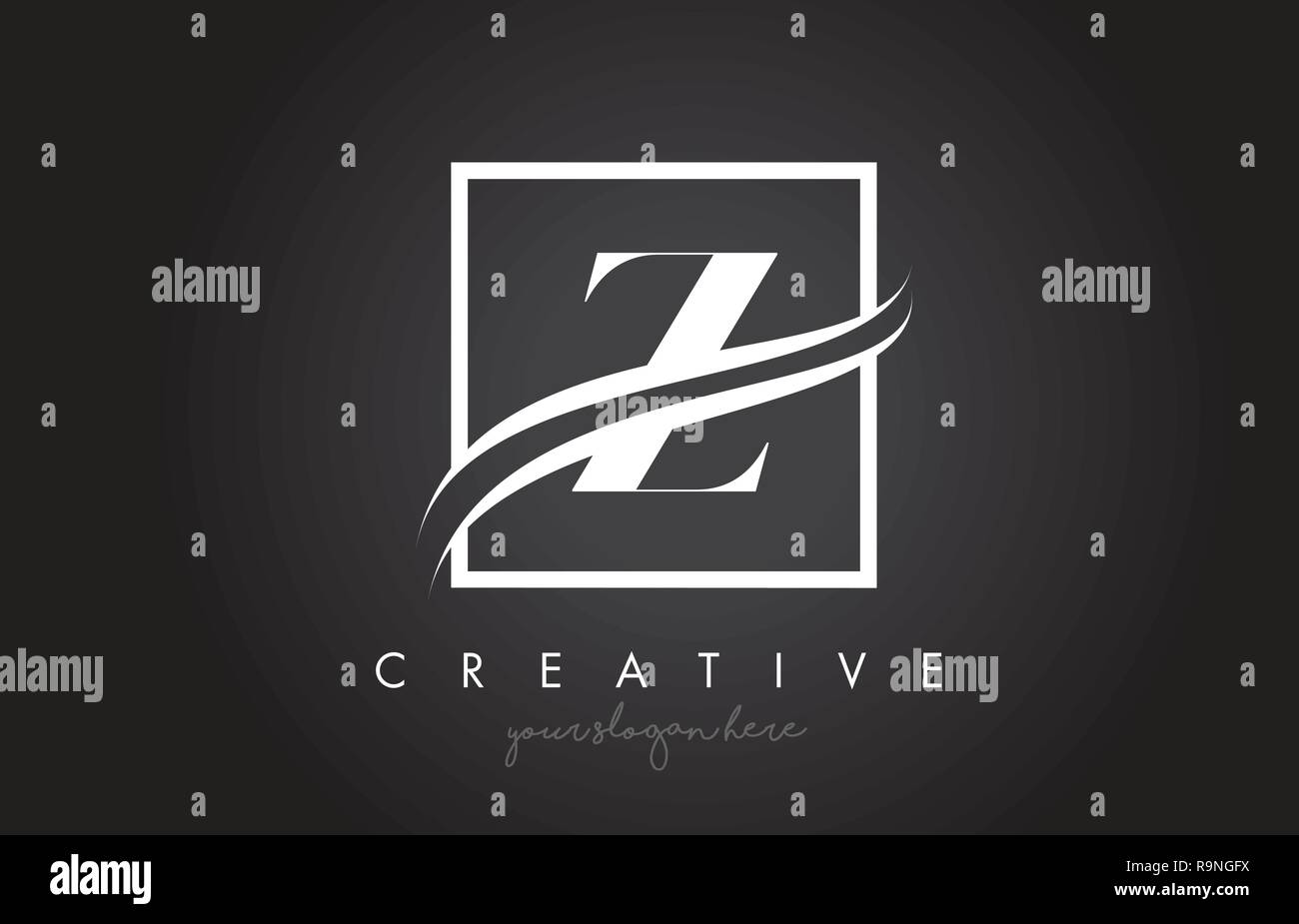 Z Letter Icon Logo Design with Square Swoosh Border and Creative Design ...
