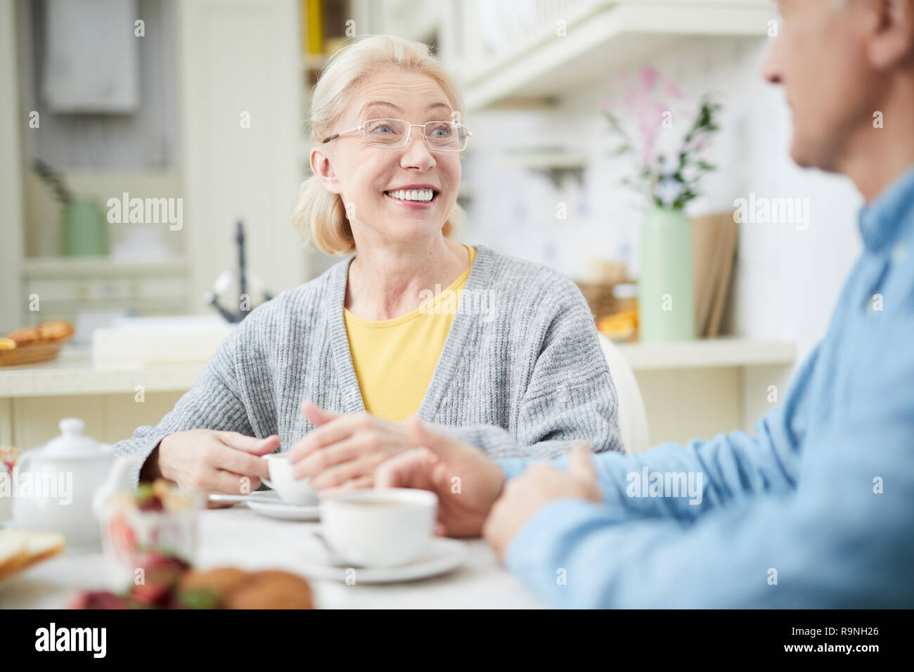 Senior couple having tea Stock Photo