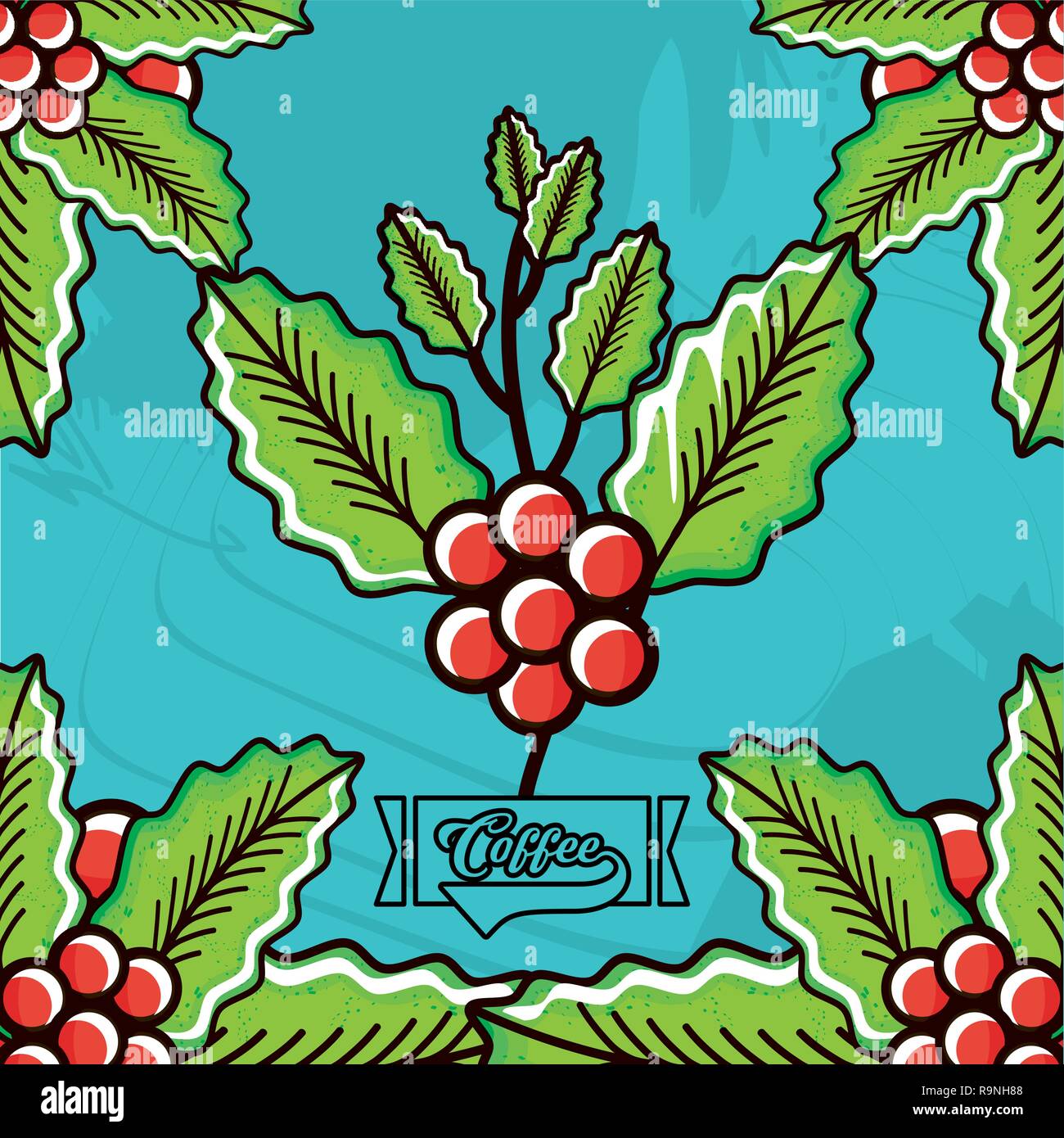 plants of coffee and seeds pattern vector illustration design Stock ...