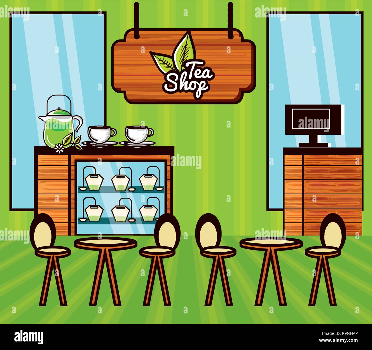 tea shop scene restaurant vector illustration design Stock Vector Image &  Art - Alamy