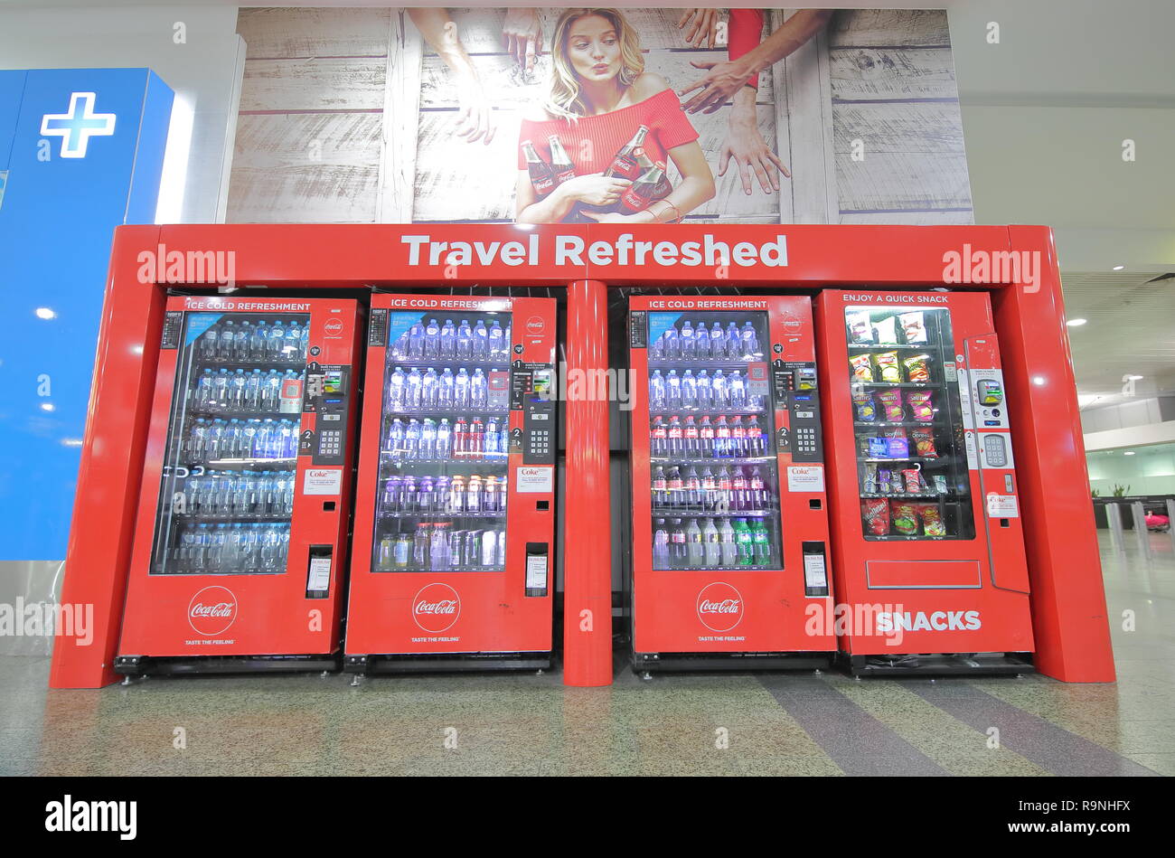 Soft drink vending machine at Melbourne International airport in