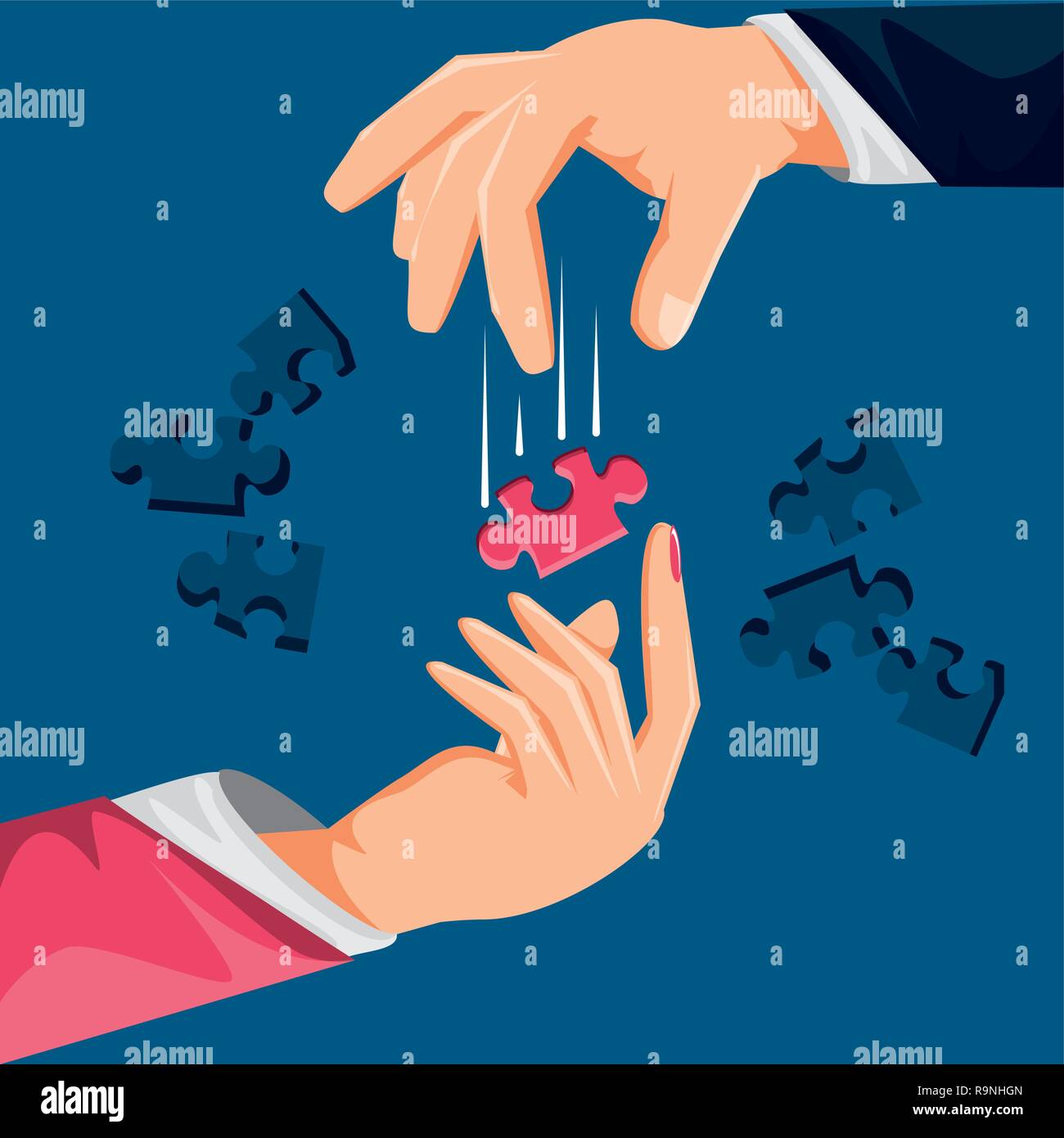 hands with puzzle pieces vector illustration design Stock Vector Image ...