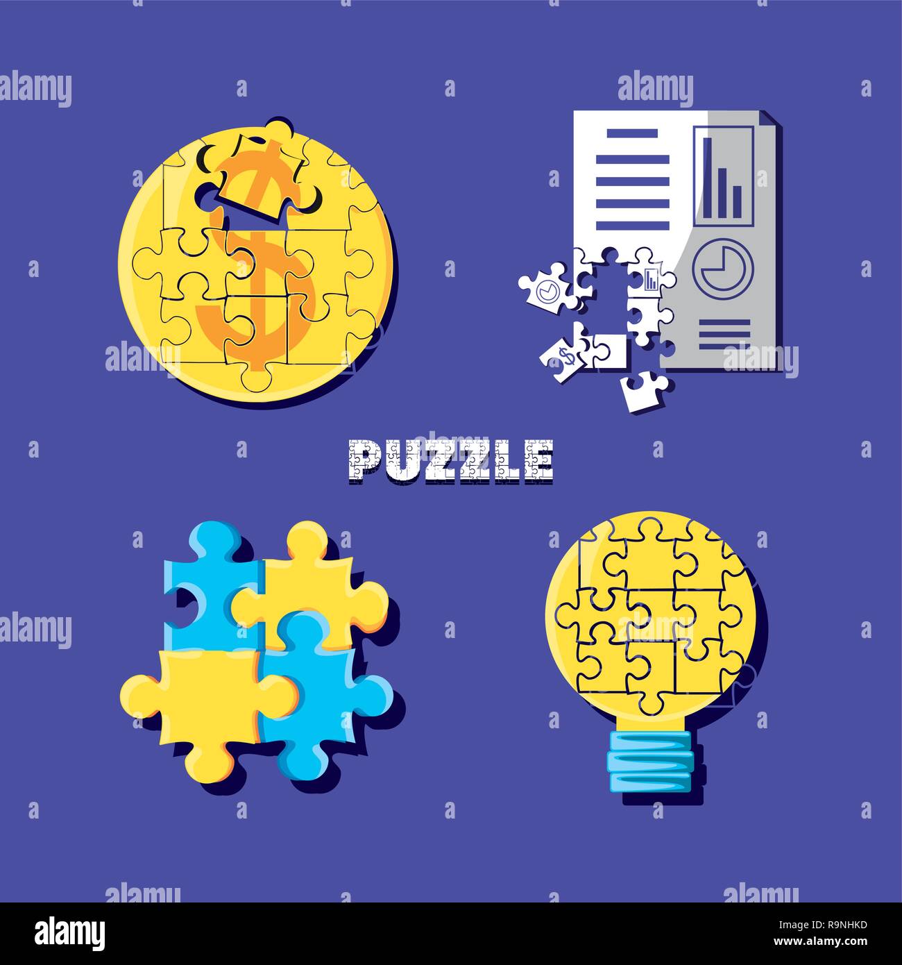 set of puzzle pieces vector illustration design Stock Vector Image ...