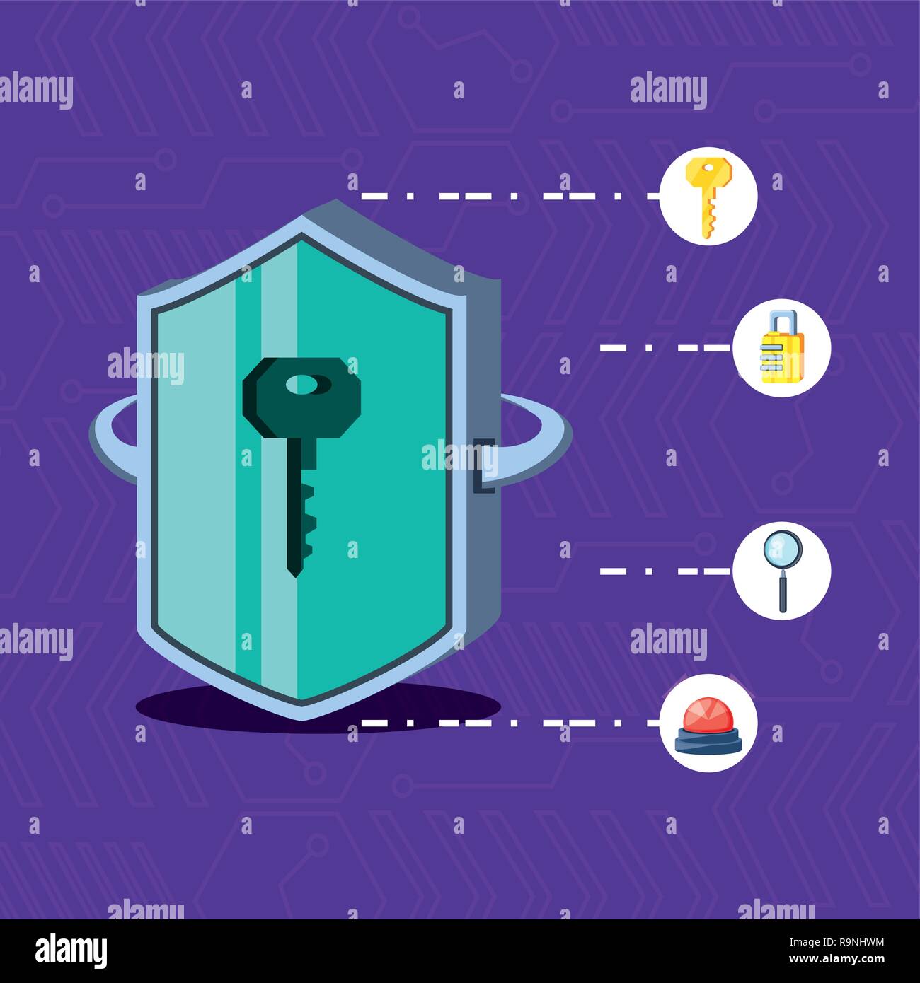 shield with set icons cyber security vector illustration design Stock ...