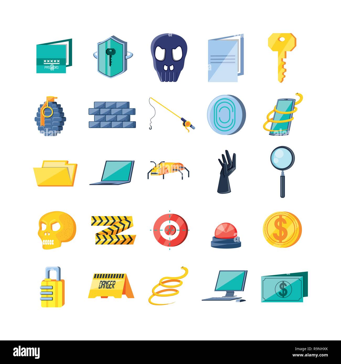 set icons of cyber security vector illustration design Stock Vector ...