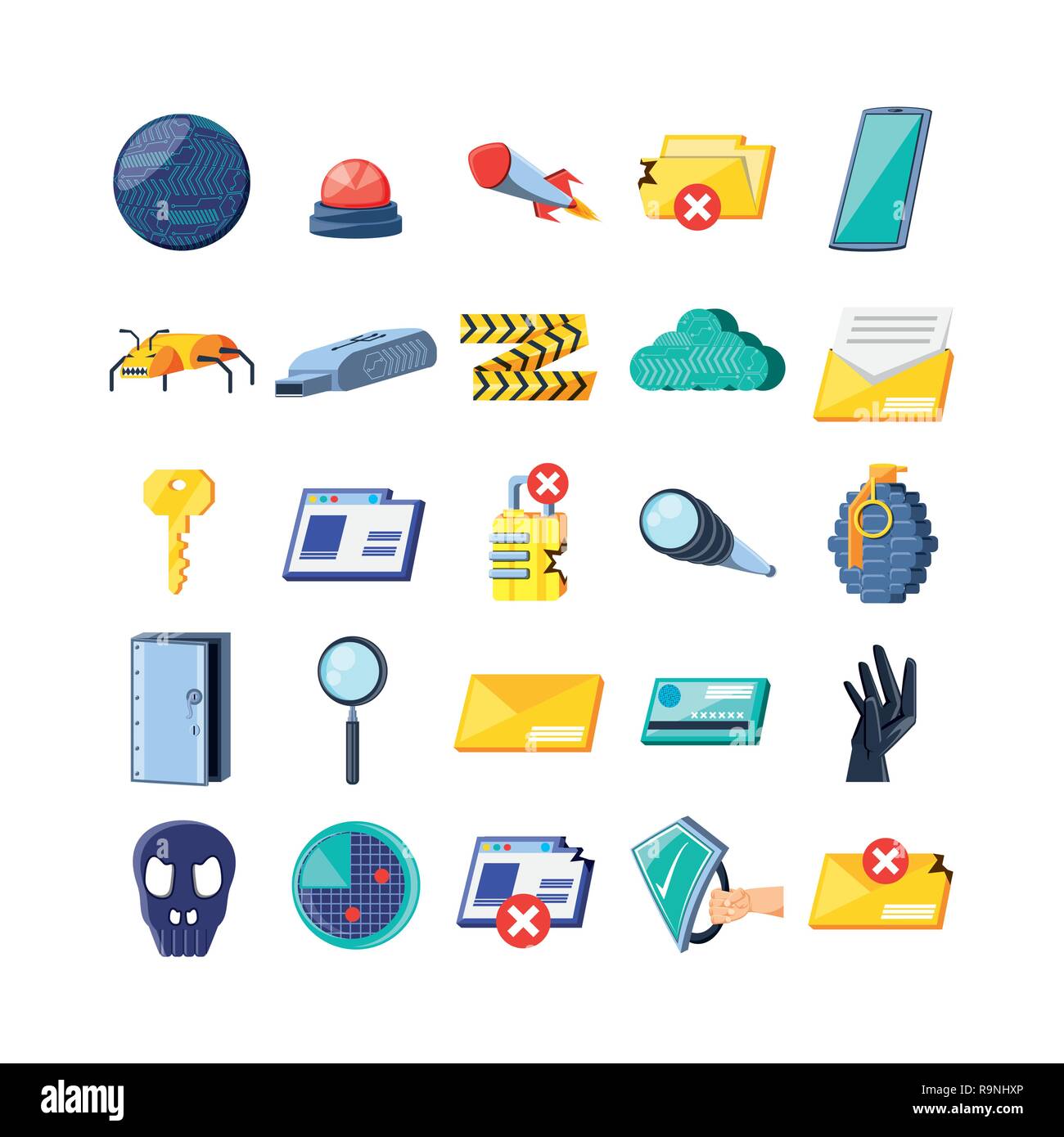 set icons of cyber security vector illustration design Stock Vector ...