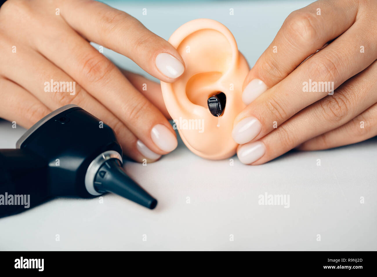 Hearing test concept. Result of hearing exam audiogram, hearing aids