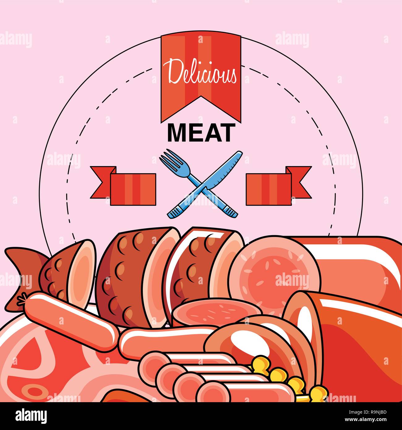 cold meats products menu vector illustration design Stock Vector
