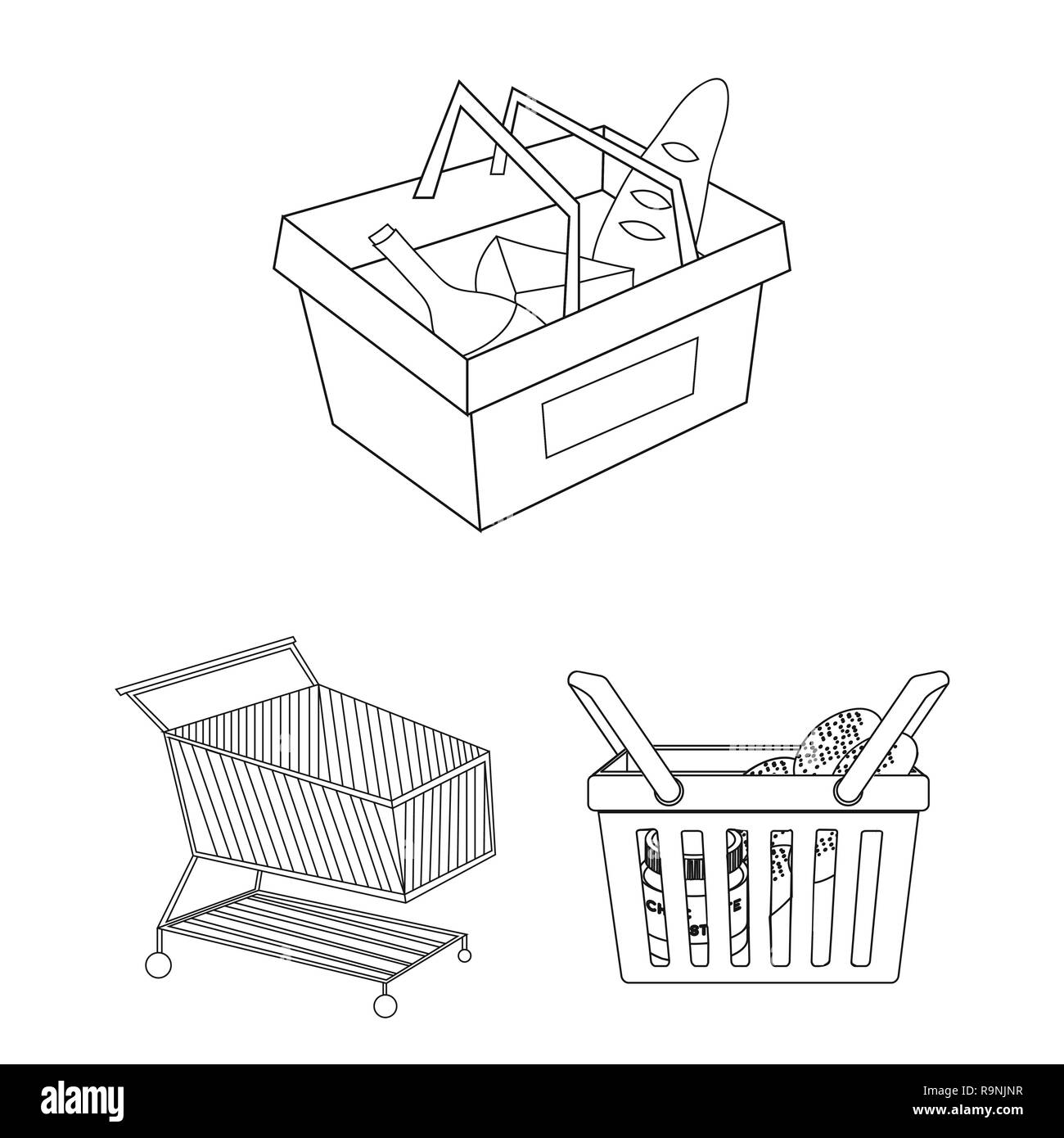 Full shopping basket market food and products Vector Image