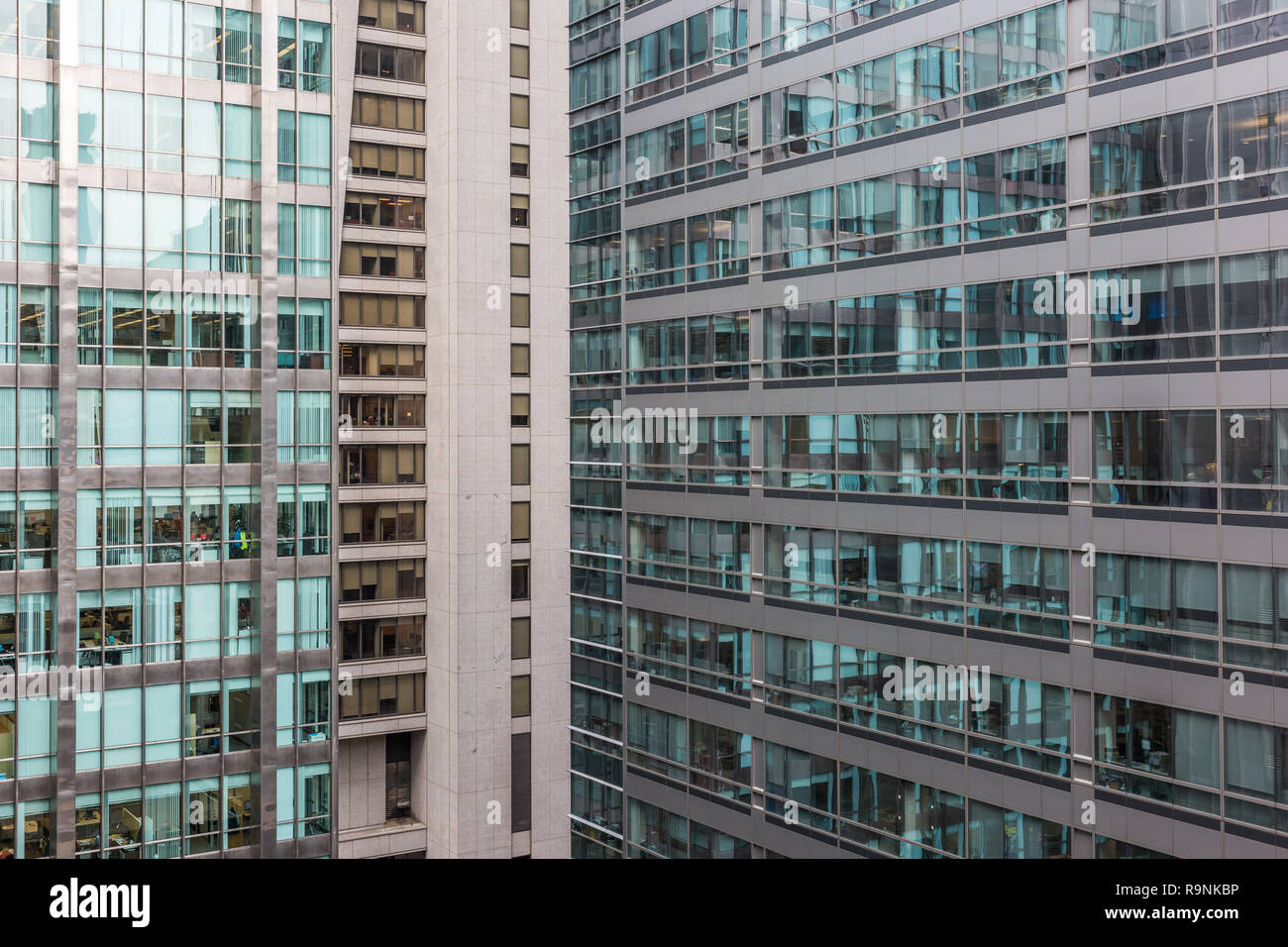 Abstract detail of buildings in downtown Chicago, including the Inland Steel Building Stock Photo