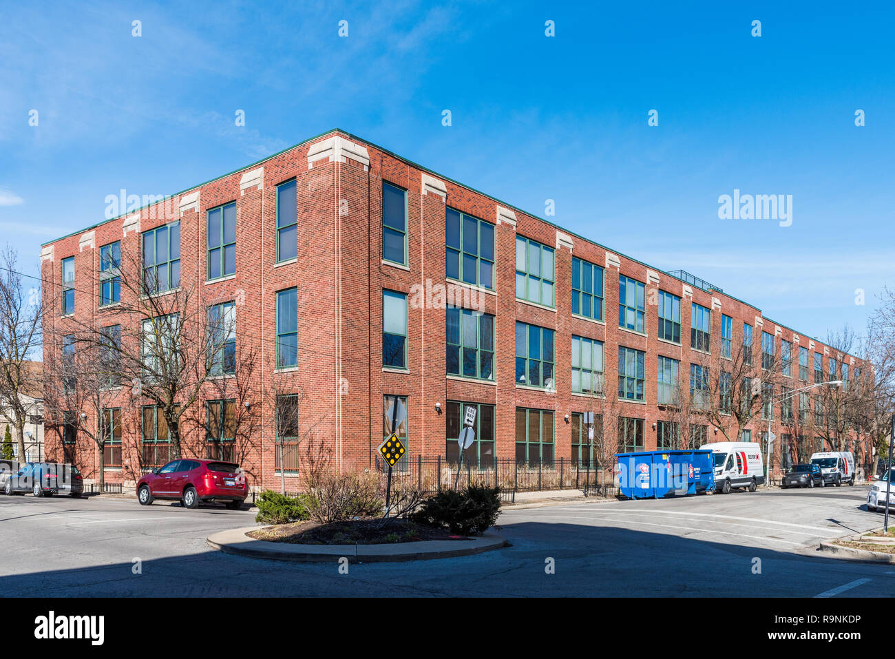 Residential buildings in the Logan Square neighborhood Stock Photo