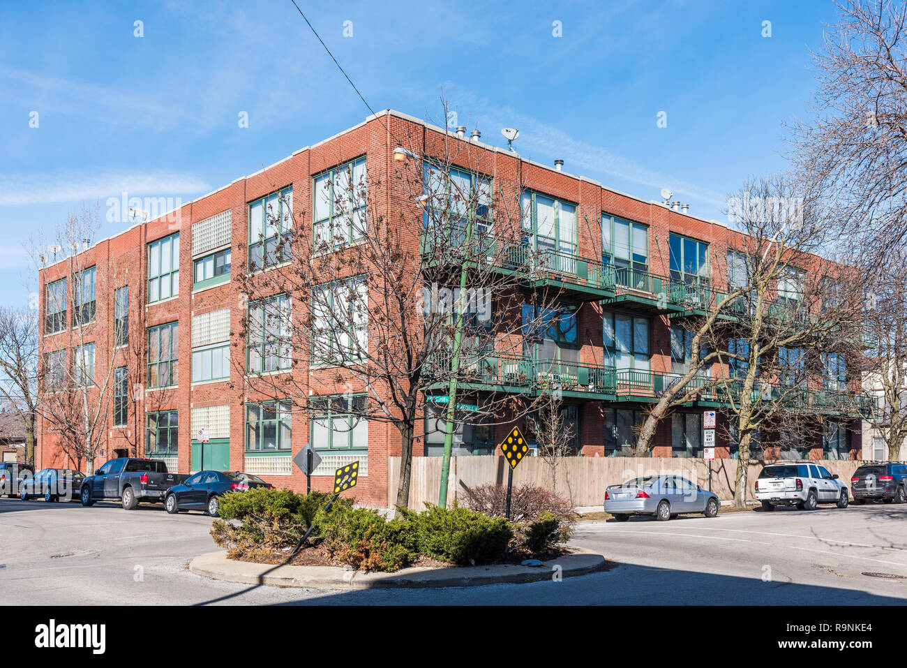 Residential buildings in the Logan Square neighborhood Stock Photo