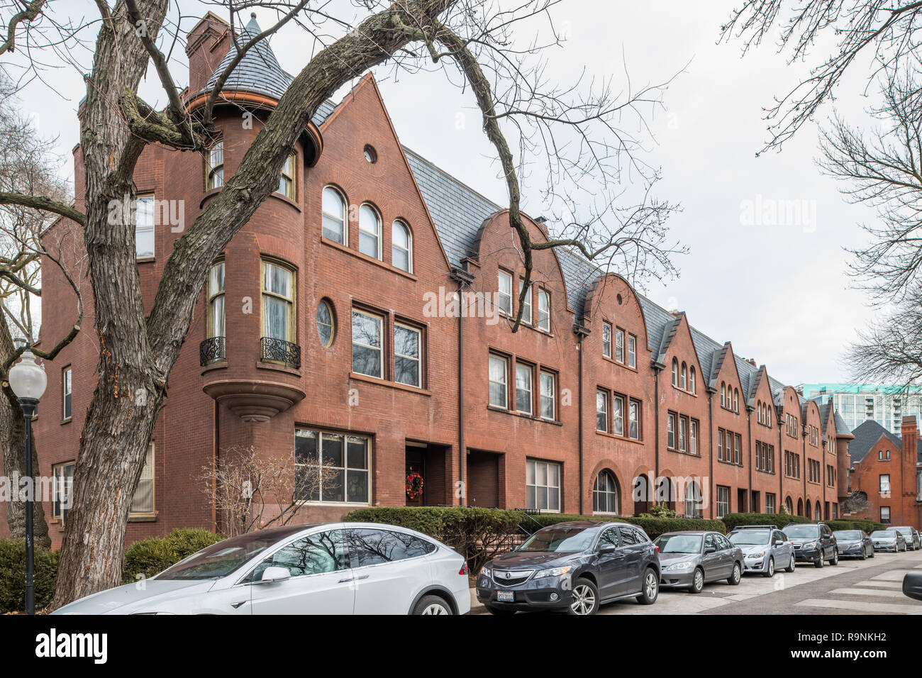McCormick rowhouse district in the Lincoln Park neighborhood on the DePaul University campus Stock Photo