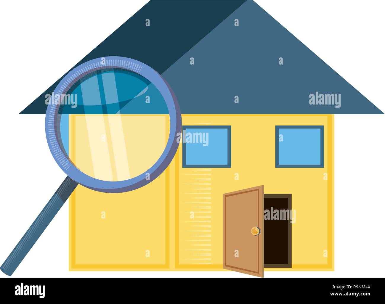 house facase exterior with magnifying glass vector illustration design ...