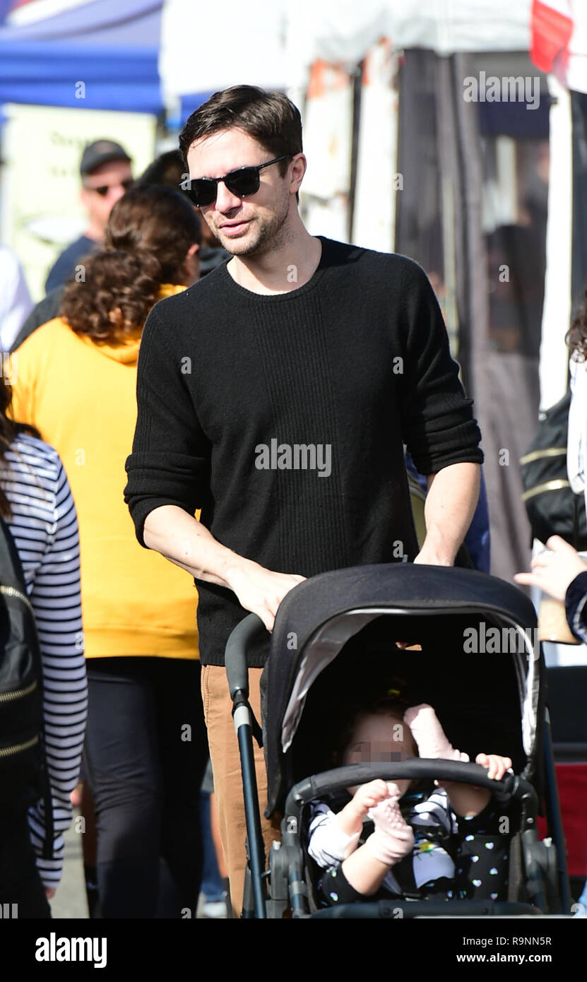 Topher Grace goes to the Farmers Market with his wife and their baby daughter Mabel Jane Grace