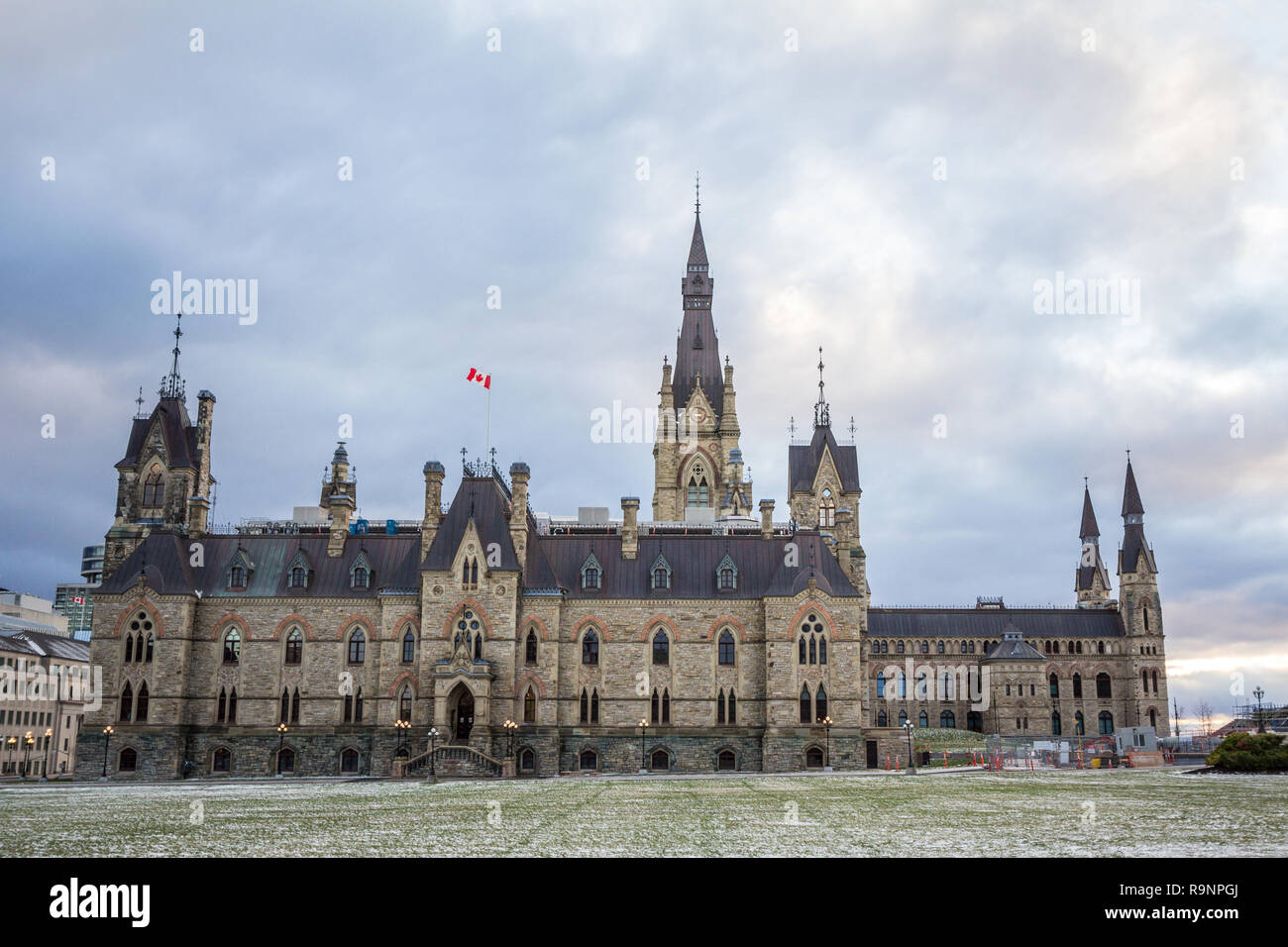 Main tower of the West block of the Parliament of Canada, in the Canadian Parliamentary complex of Ottawa, Ontario. It is a major kandmark of the city Stock Photo