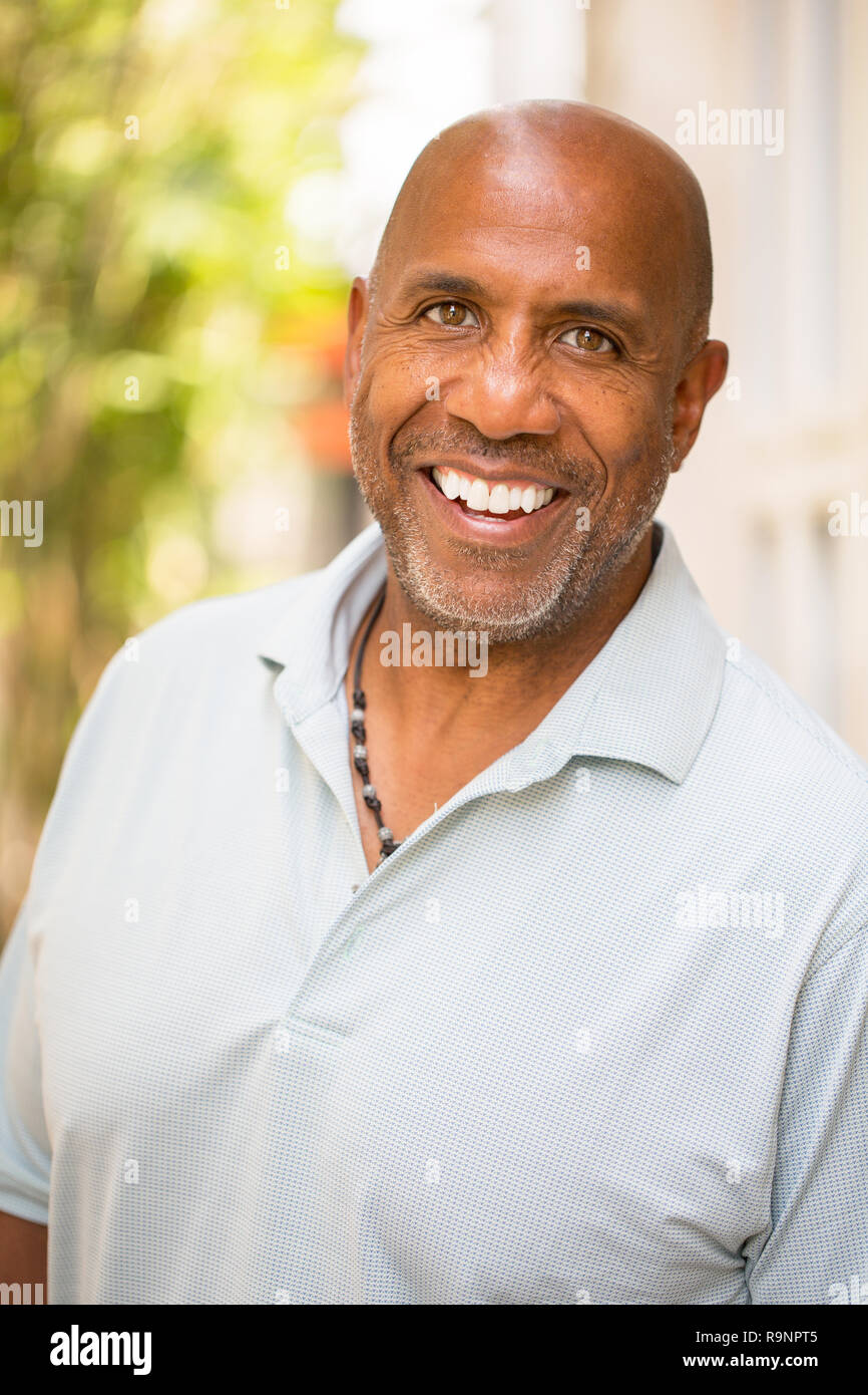 Portrait of a happy mature African American man smiling. Stock Photo