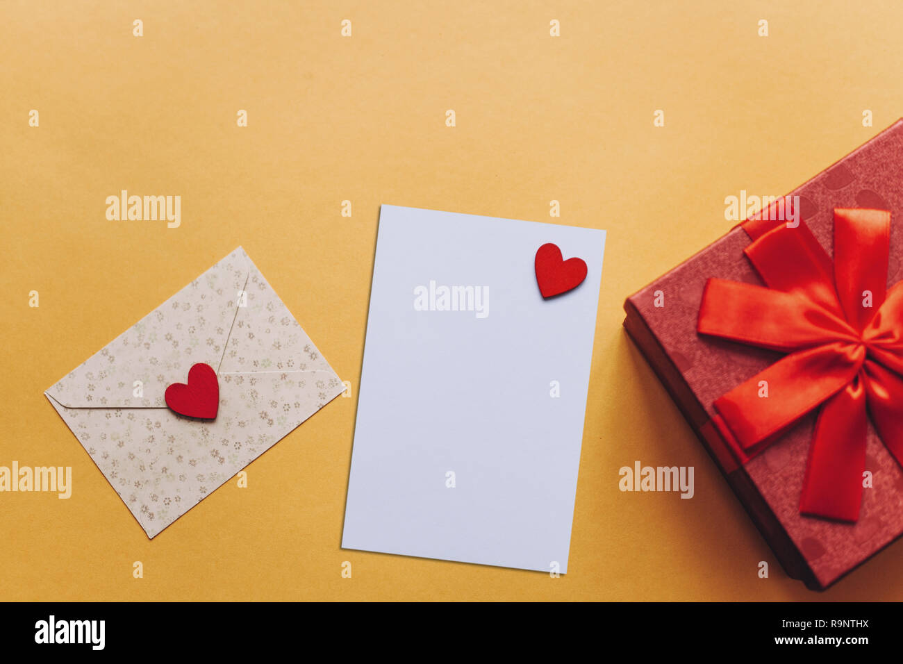 Blank Sheet With Red Heart For Text Or Write Near An