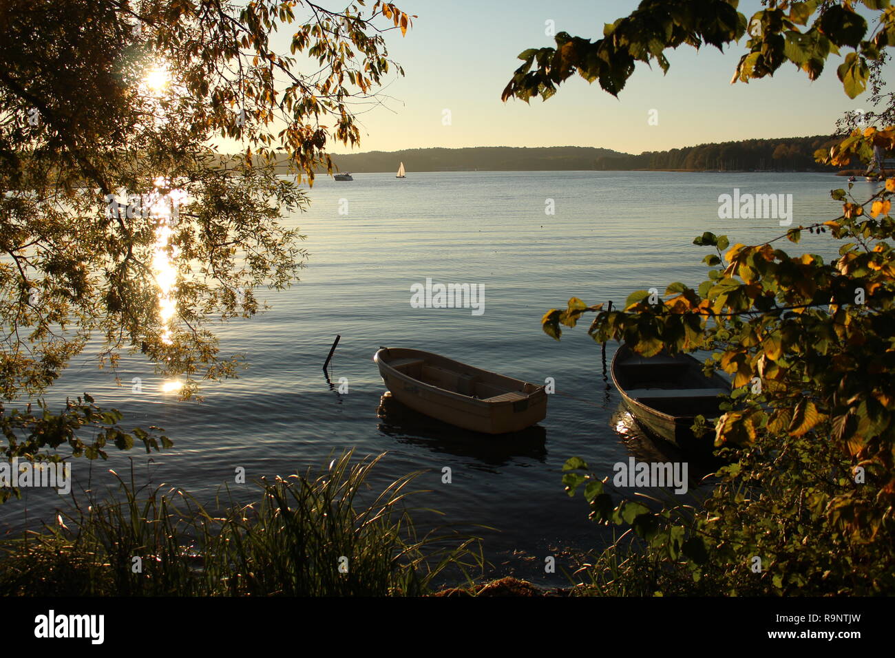Boat at Ukiel lake, Olsztyn, Poland Stock Photo