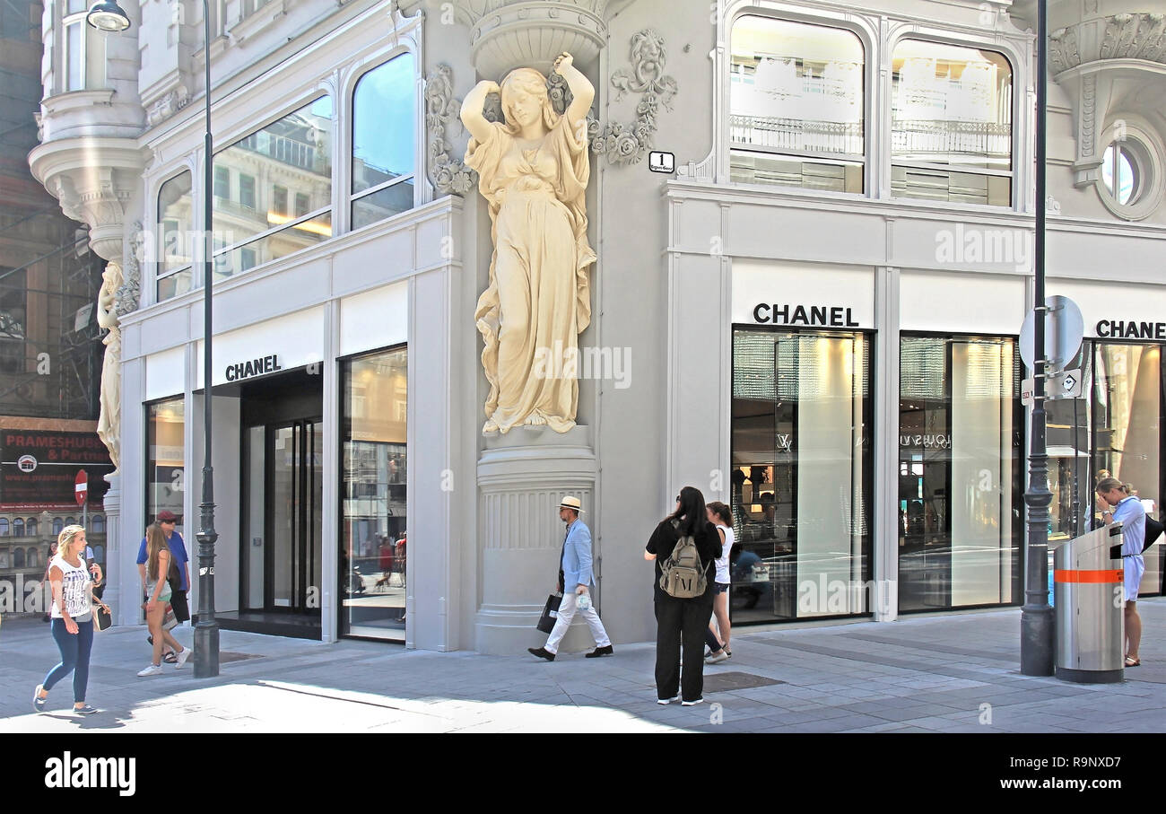 VIENNA, AUSTRIA JULY 11, 2015 Famous fashion brand Chanel boutique