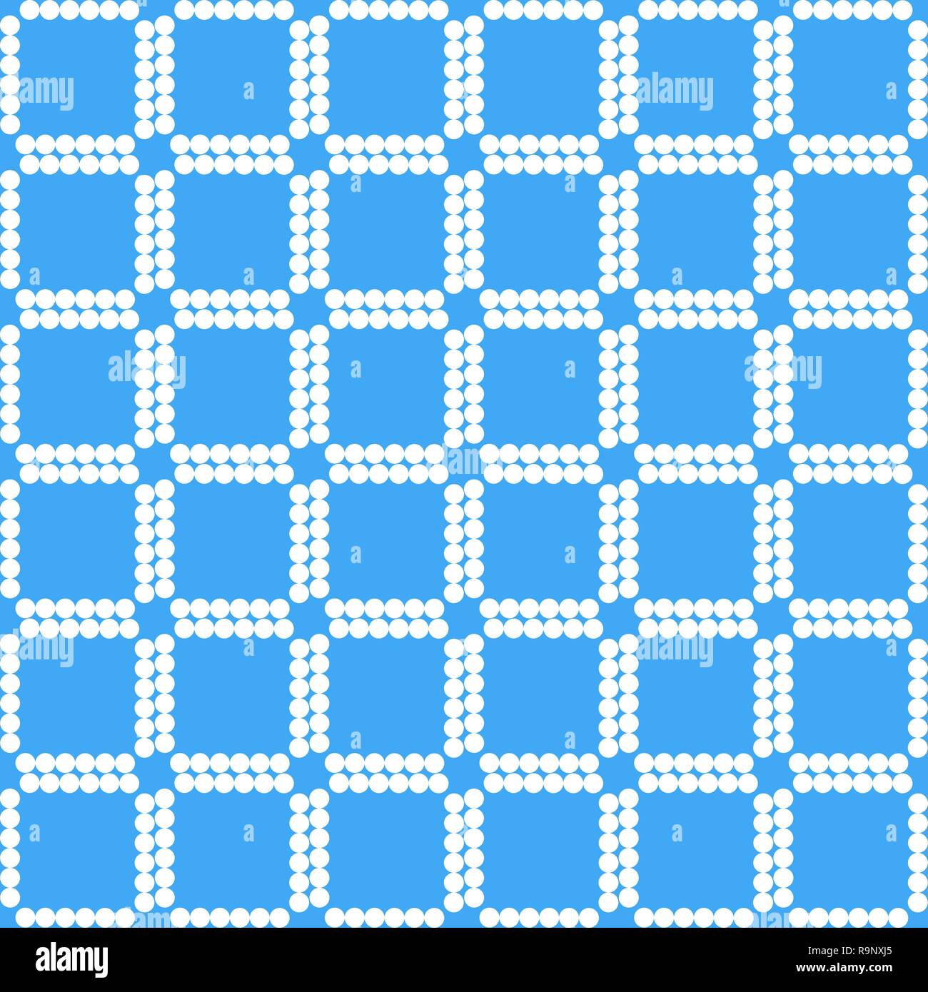 white squares on blue background geometric pattern Stock Vector