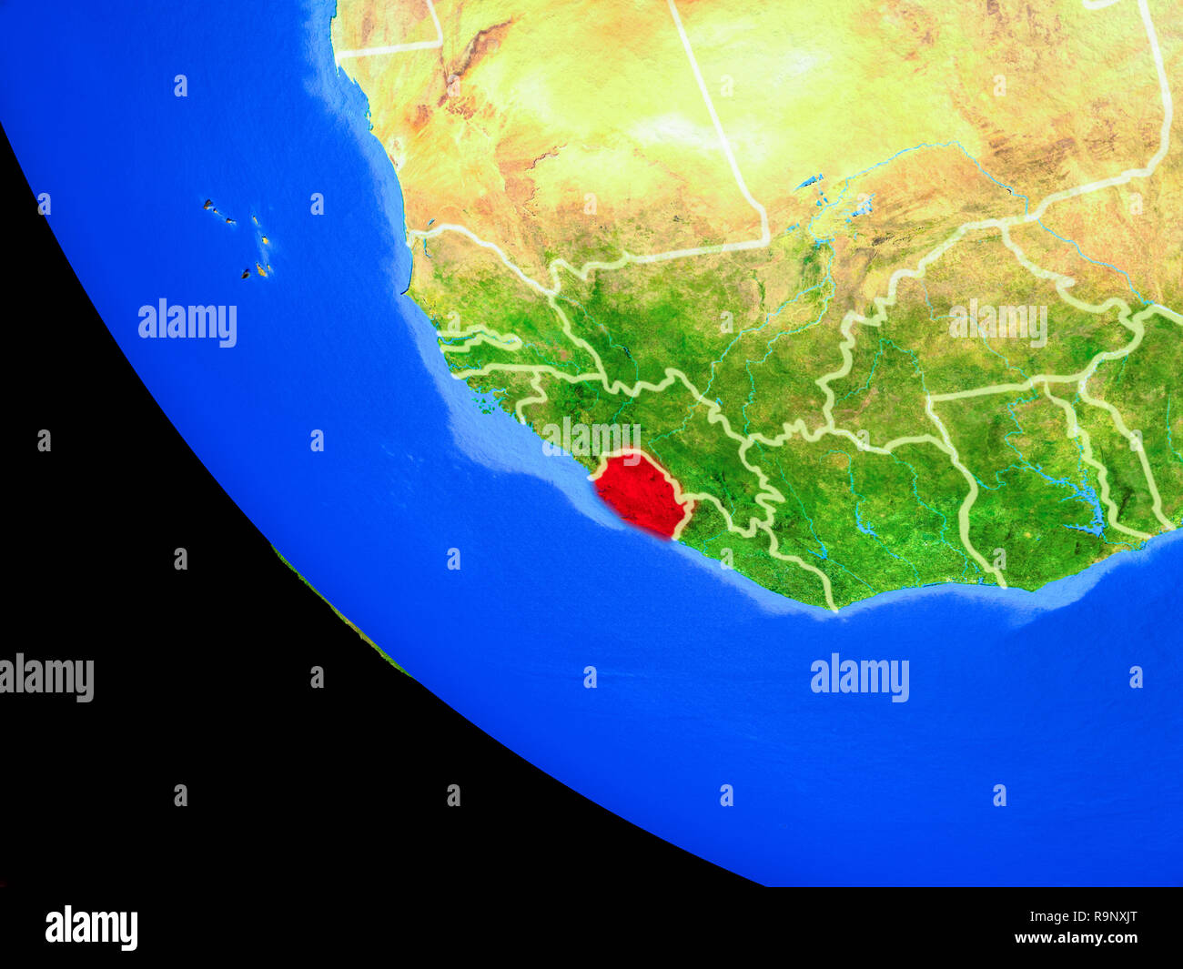 Sierra Leone on realistic model of planet Earth with country borders ...