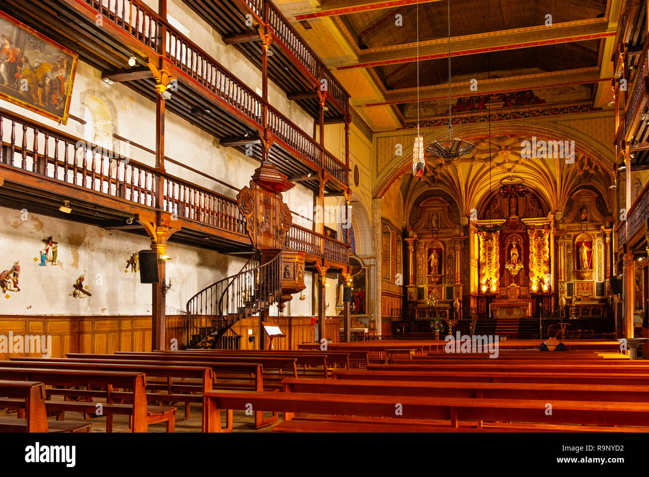 Church eglise Saint Vincent. Basque Country. Urrugne, Pyrénées ...