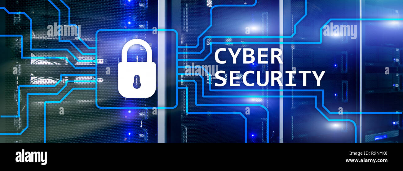 Cyber security, information privacy and data protection concept on server room background. Stock Photo