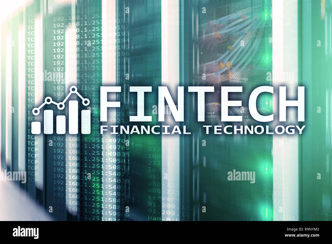 Fintech - Financial technology. Business solution and software development. Stock Photo